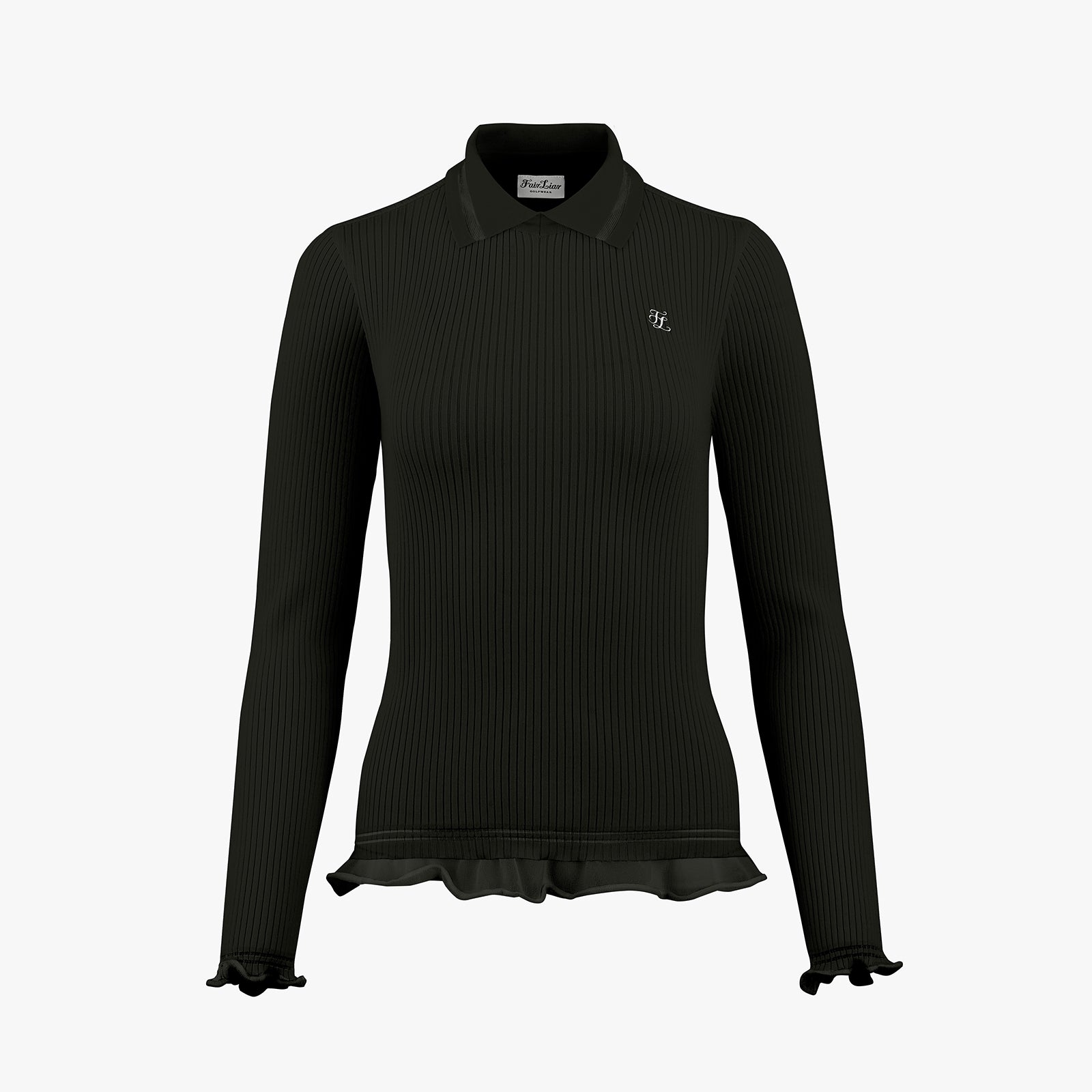 LACE COLLAR RIBBED KNIT(BLACK)