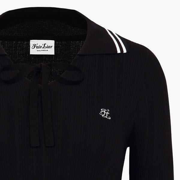 FRONT RIBBON KNIT(BLACK)