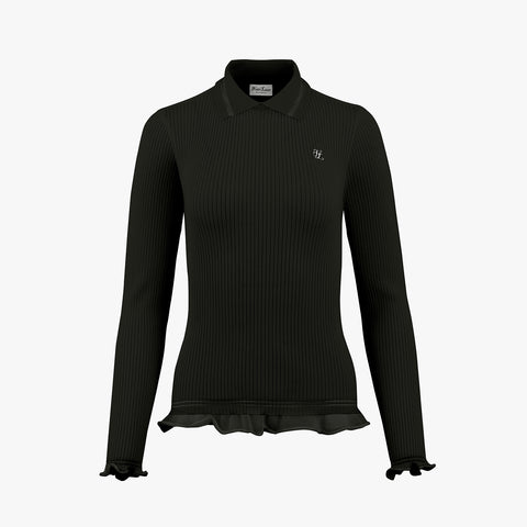 LACE COLLAR RIBBED KNIT(BLACK)