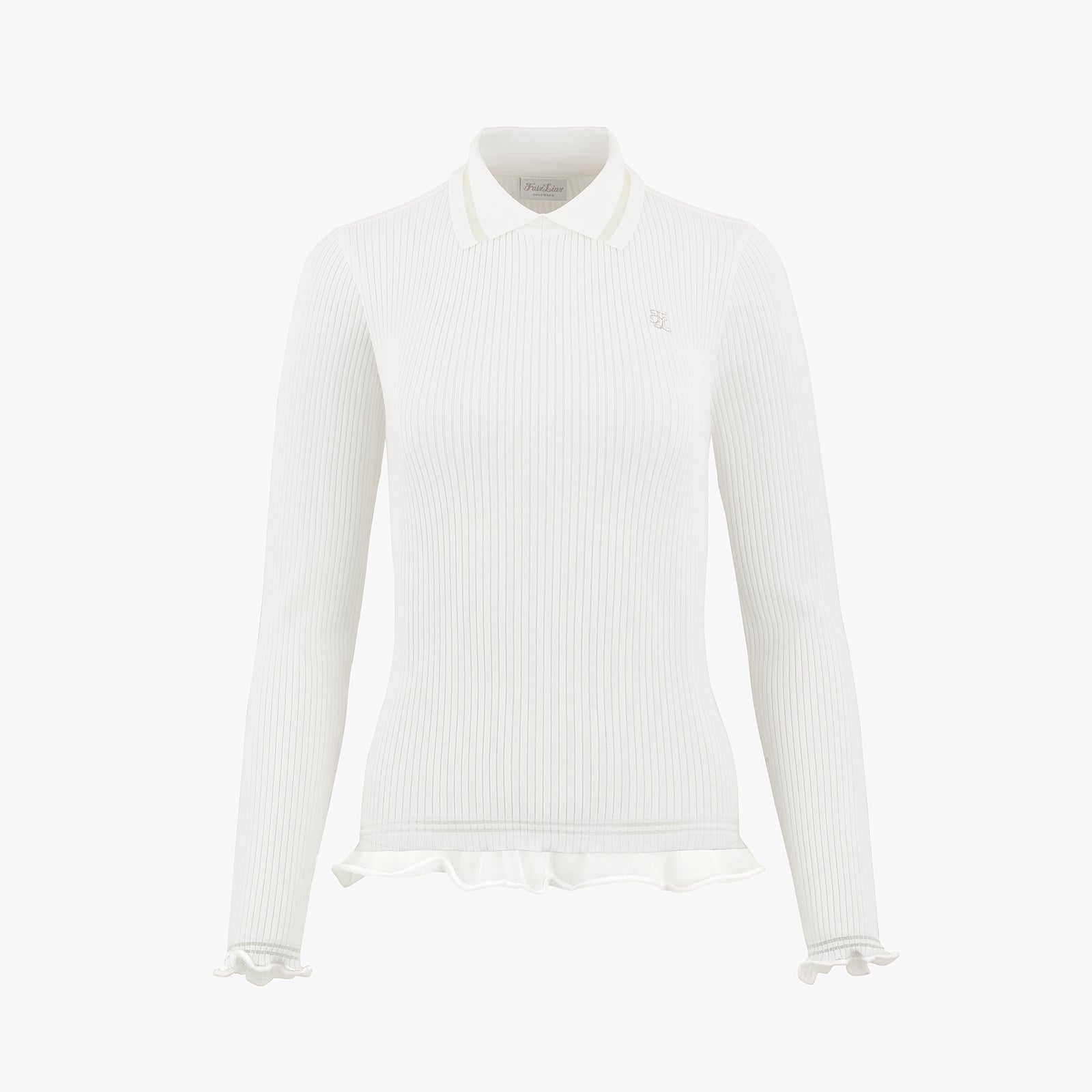 LACE COLLAR RIBBED KNIT(WHITE)