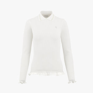 LACE COLLAR RIBBED KNIT(WHITE)