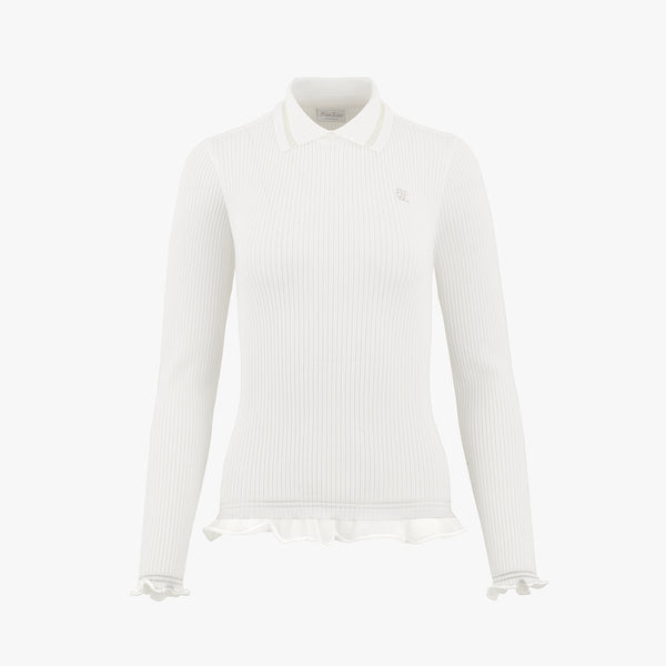 LACE COLLAR RIBBED KNIT(WHITE)