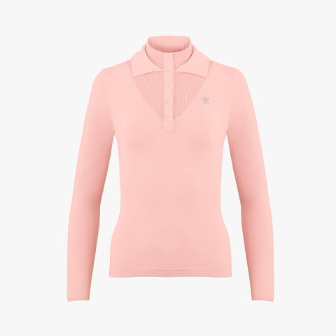 TURTLENECK DOUBLE COLLAR KNIT(PINK CHORAL)