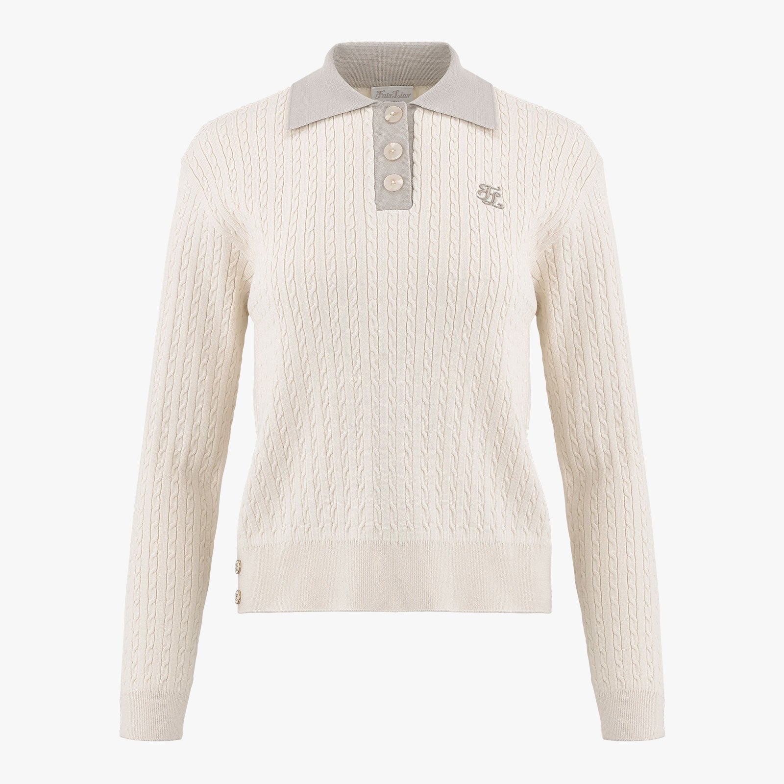 CABLE COLLAR PULLOVER KNIT(REAM)