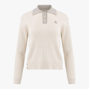 CABLE COLLAR PULLOVER KNIT(REAM)