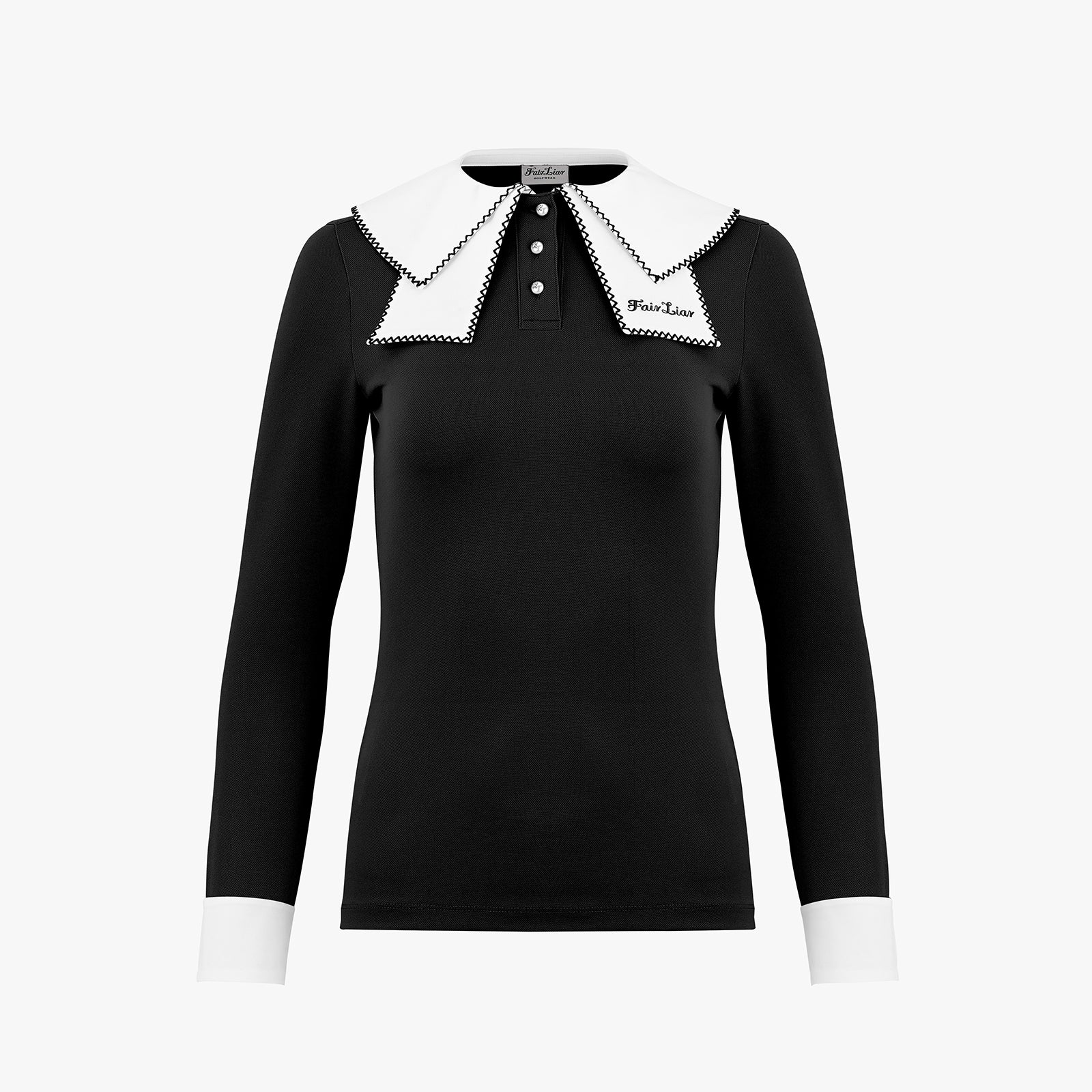 DOUBLE COLLAR BUTTON-UP SHIRT(BLACK)