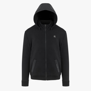 MEN'S WOVEN PATCH HOODED ZIP-UP(BLACK)