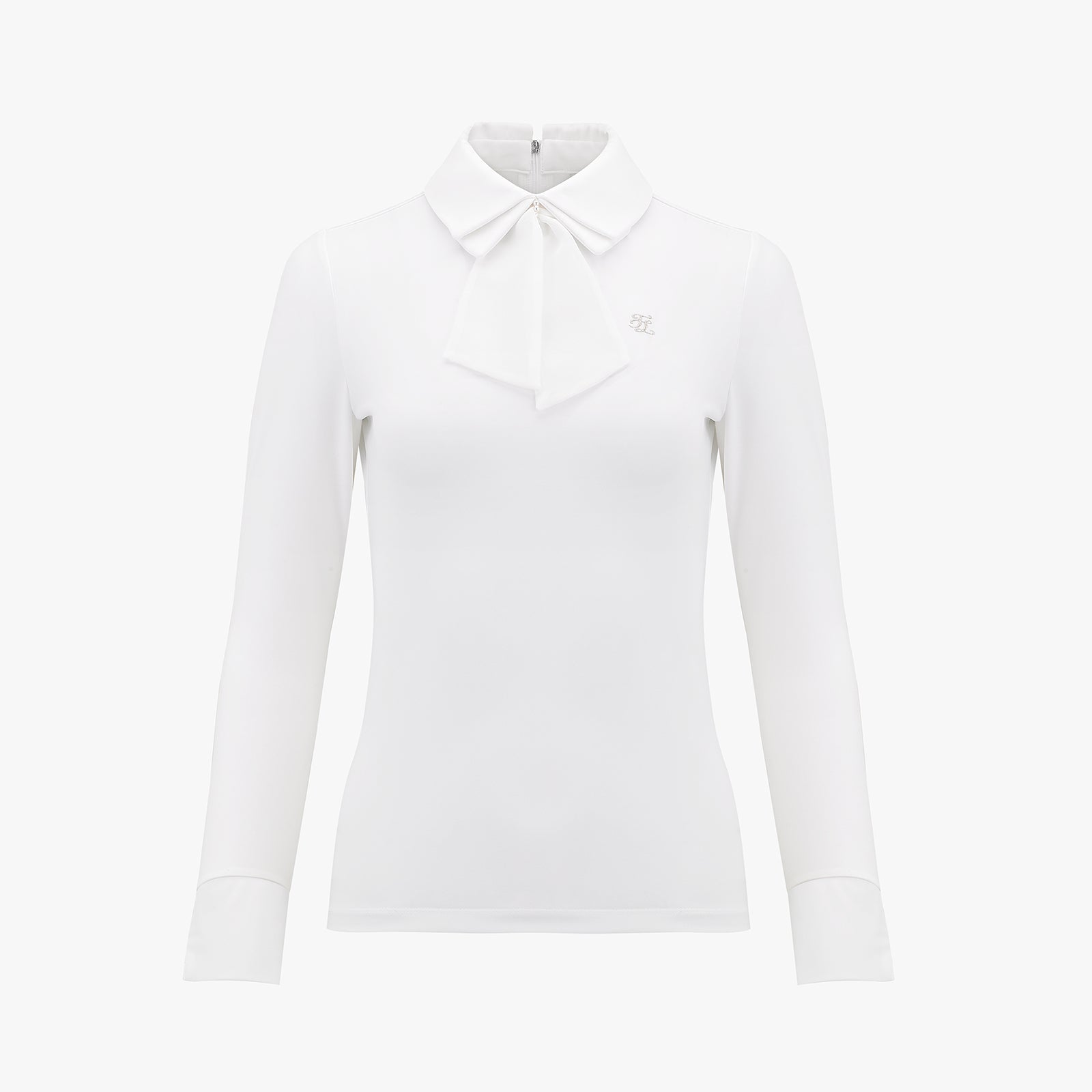 CHIFFON RIBBON COLLAR SHIRT(WHITE)