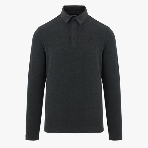 MEN'S WOVEN PATCH COLLAR SHIRT(CHARCOAL)