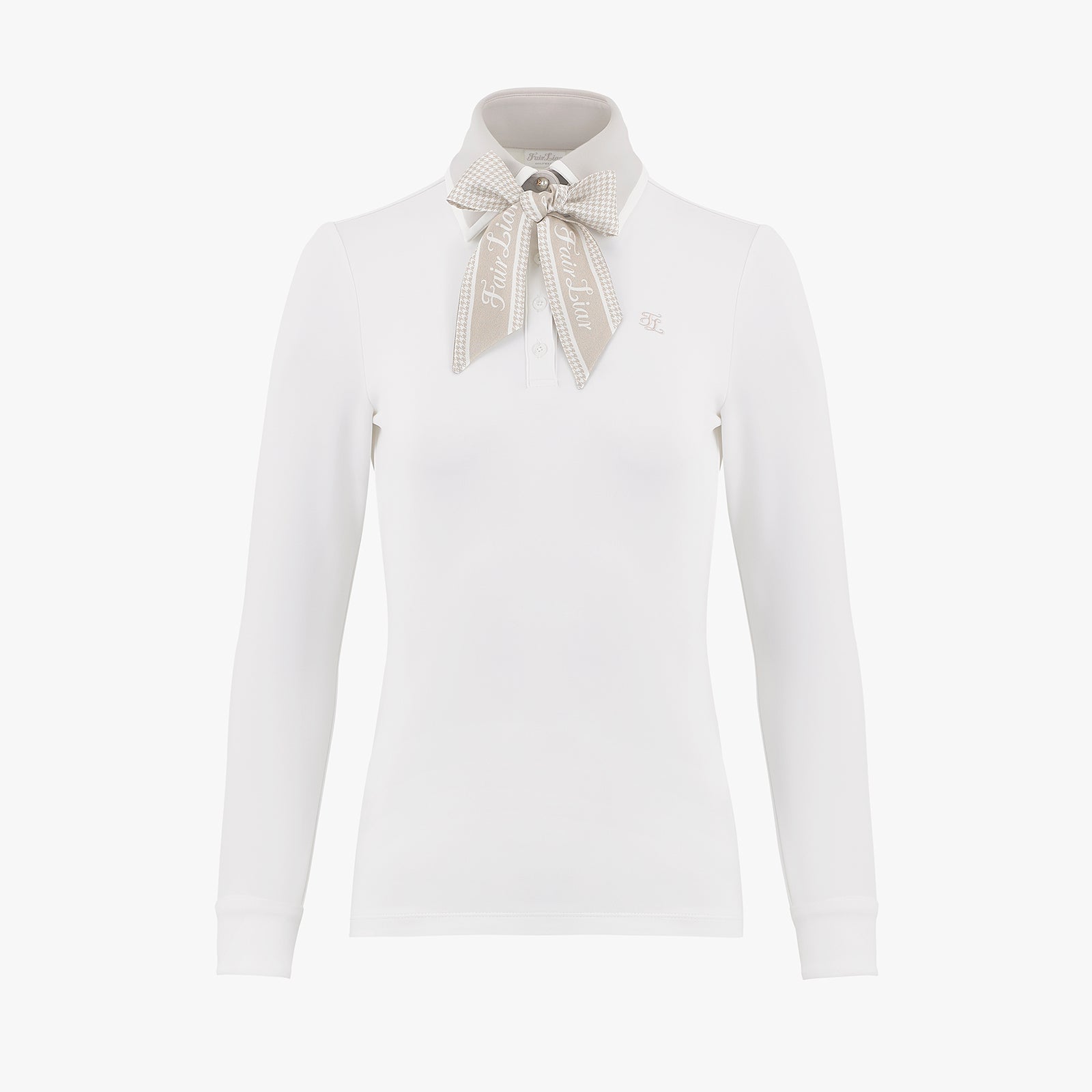 SCARF SET COLLAR COLOR-MATCHING T-SHIRT(WHITE)
