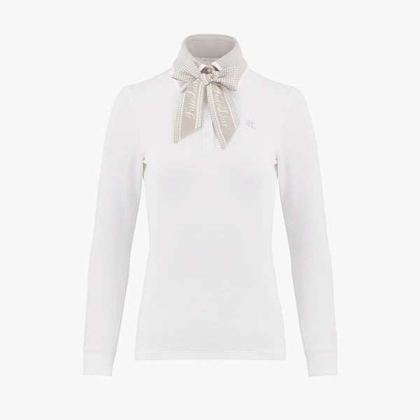 SCARF SET COLLAR COLOR-MATCHING T-SHIRT(WHITE)