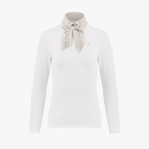 SCARF SET COLLAR COLOR-MATCHING T-SHIRT(WHITE)