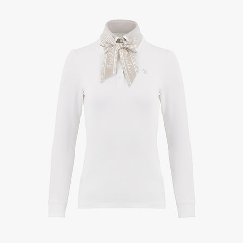 SCARF SET COLLAR COLOR-MATCHING T-SHIRT(WHITE)