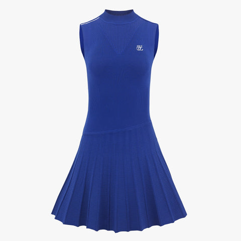 PUNCHED SLEEVELESS KNIT DRESS(CERAMICS BLUE)