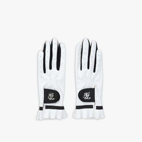 FRILLED CRYSTAL LOGO GLOVES(BLACK)