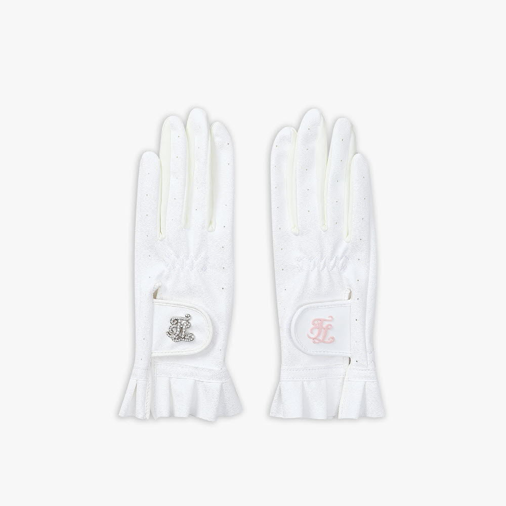 FRILLED CRYSTAL LOGO GLOVES(WHITE)