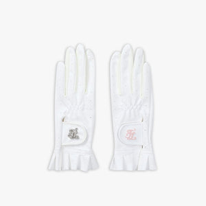 FRILLED CRYSTAL LOGO GLOVES(WHITE)