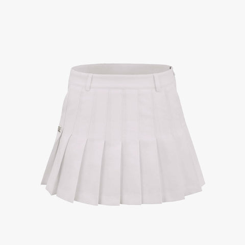 COTTON-LIKE PLEATS SKIRT(BEIGE)