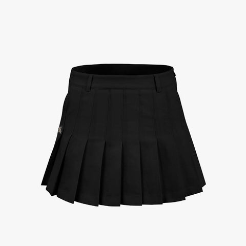 COTTON-LIKE PLEATS SKIRT(BLACK)