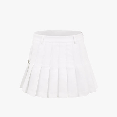 COTTON-LIKE PLEATS SKIRT(WHITE)