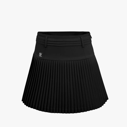 HIGHWAIST FLARE PLEATS SKIRT(BLACK)
