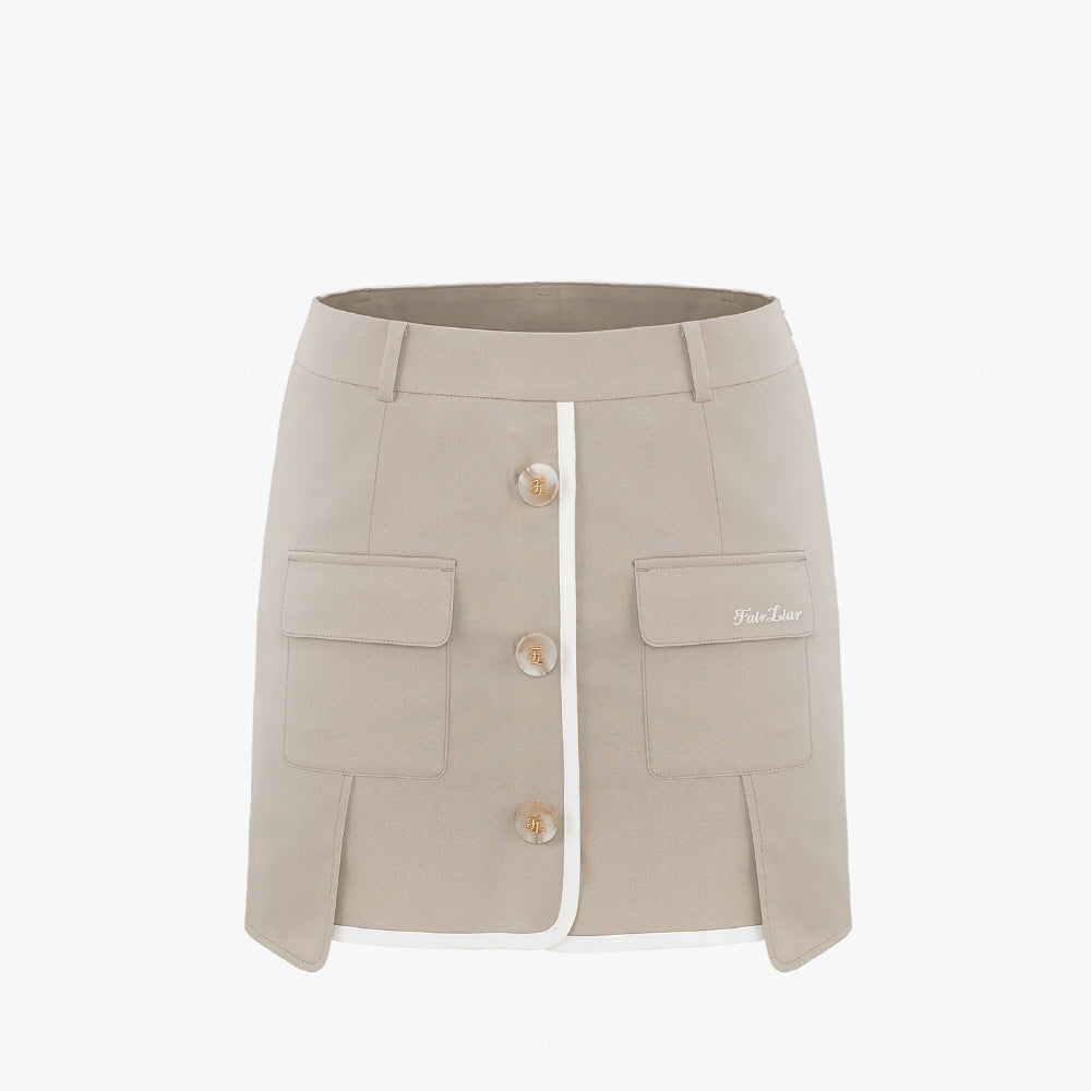 OUT-POCKET SLIT SKIRT(BEIGE)