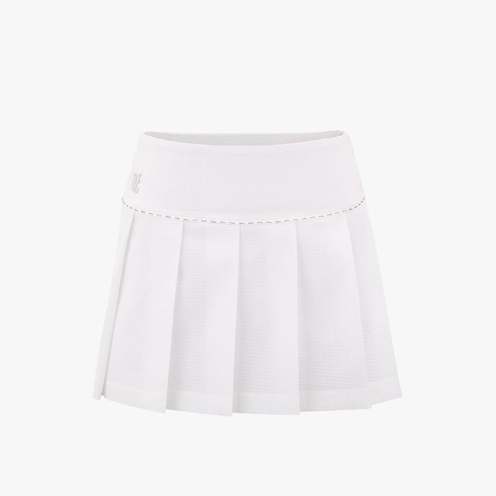 SEERSUCKER PLEATED SKIRT(WHITE)