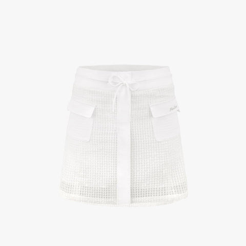 MESHED HIGHWAIST SKIRT(WHITE)