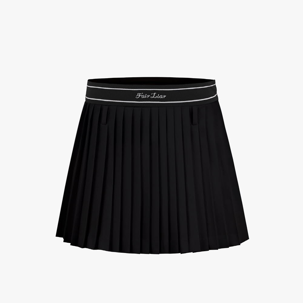HIGHWAIST PLEATS SKIRT WITH BELT(BLACK)