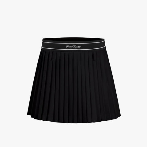 HIGHWAIST PLEATS SKIRT WITH BELT(BLACK)