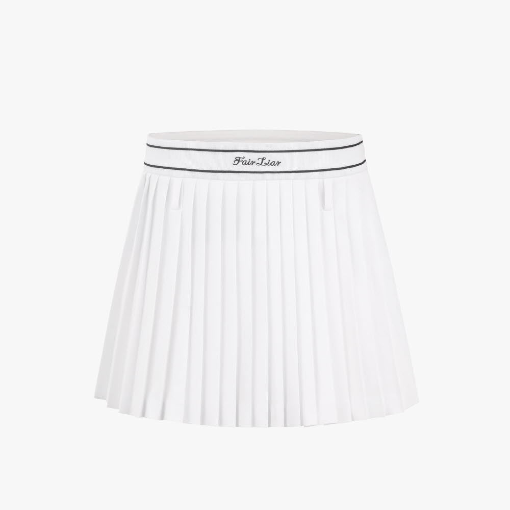 HIGHWAIST PLEATS SKIRT WITH BELT(WHITE)