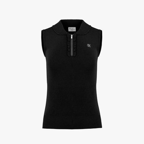 WAVE COLLAR HALF ZIP-UP KNIT(BLACK)