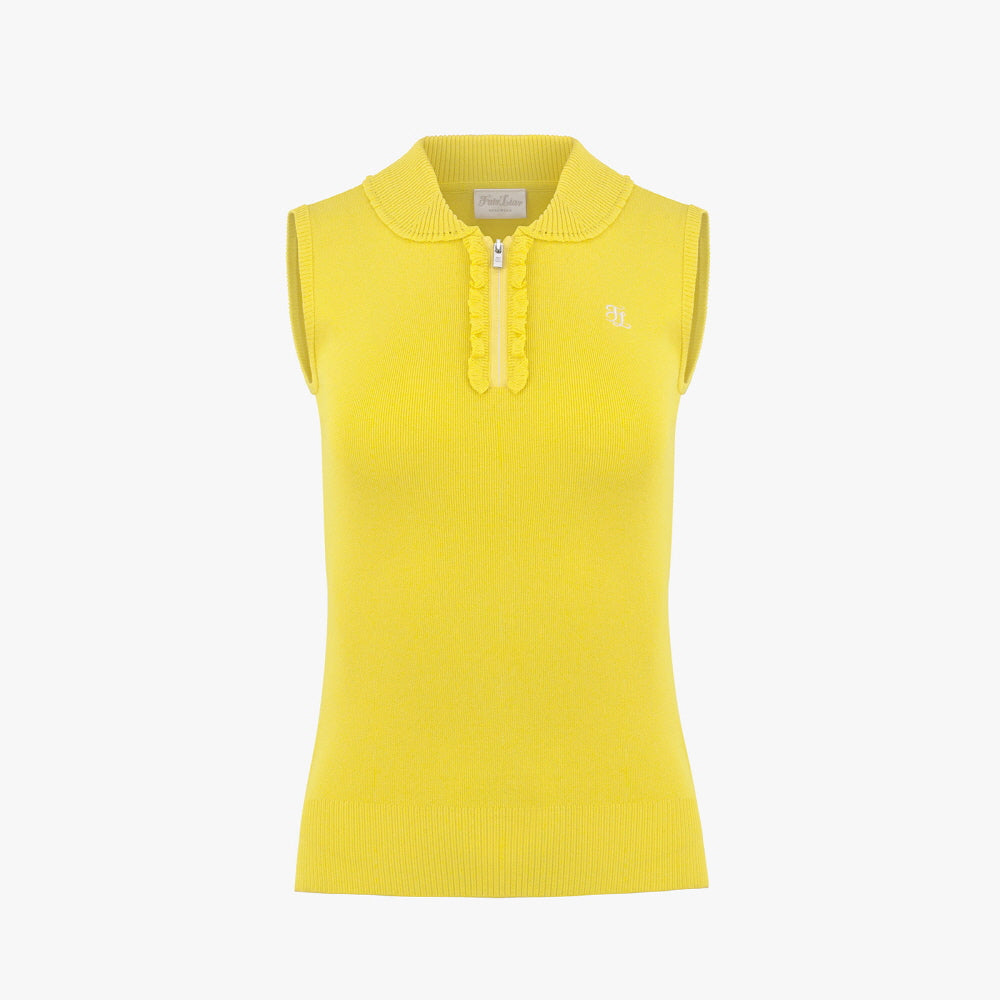 WAVE COLLAR HALF ZIP-UP KNIT(YELLOW)