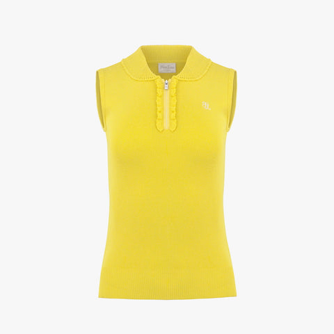 WAVE COLLAR HALF ZIP-UP KNIT(YELLOW)