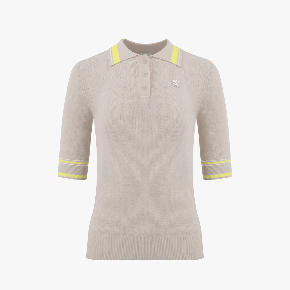 RIBBED COLLAR KNIT(BEIGE)