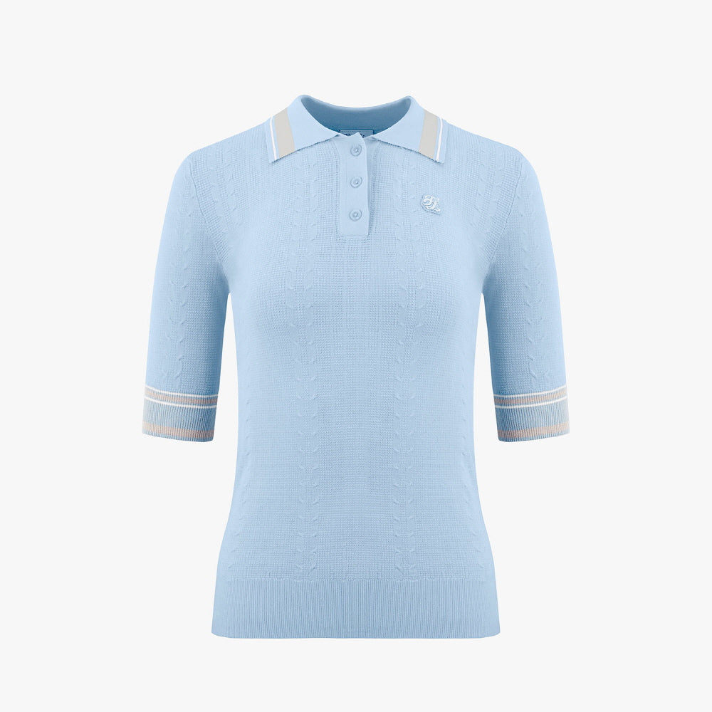 RIBBED COLLAR KNIT(CERAMICS BLUE)