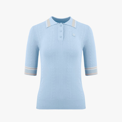 RIBBED COLLAR KNIT(CERAMICS BLUE)