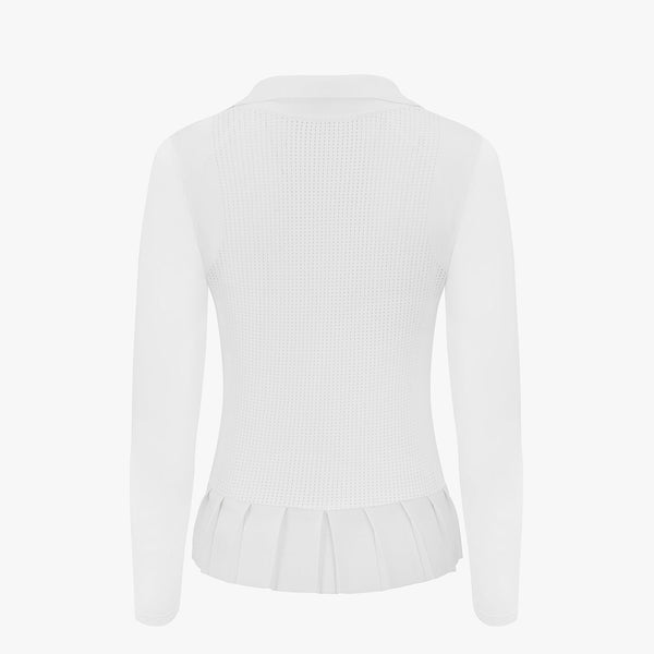 OPEN COLLAR KNIT WITH COOL SLEEVES(WHITE)