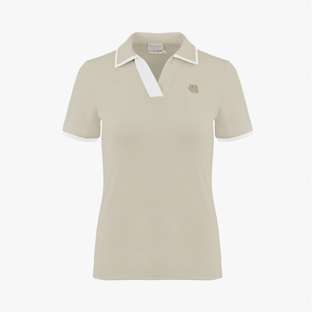 [FL SIGNATURE] OPEN NECK T-SHIRT(BEIGE)