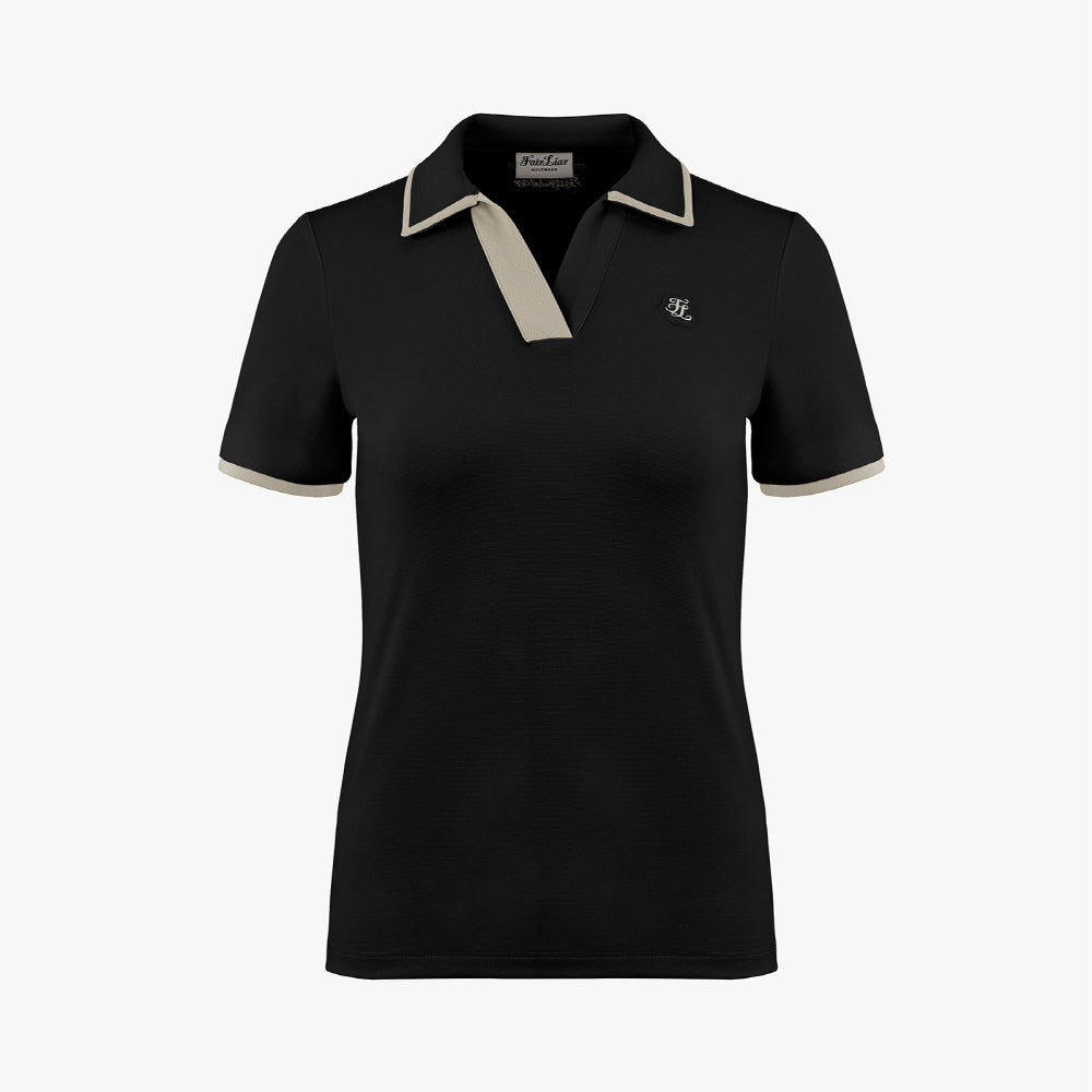 [FL SIGNATURE] OPEN NECK T-SHIRT(BLACK)