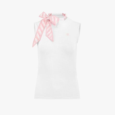 SILK SCARF SLEEVELESS T-SHIRT(WHITE)