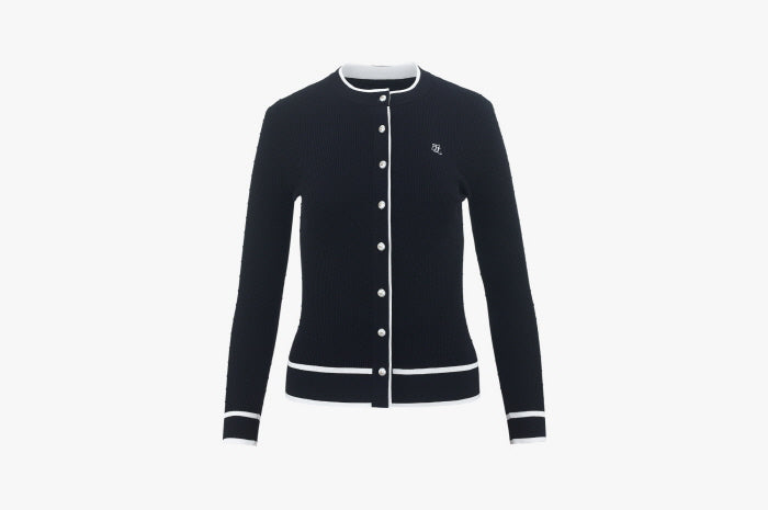 DOT RBBED CARDIGAN(BLACK)