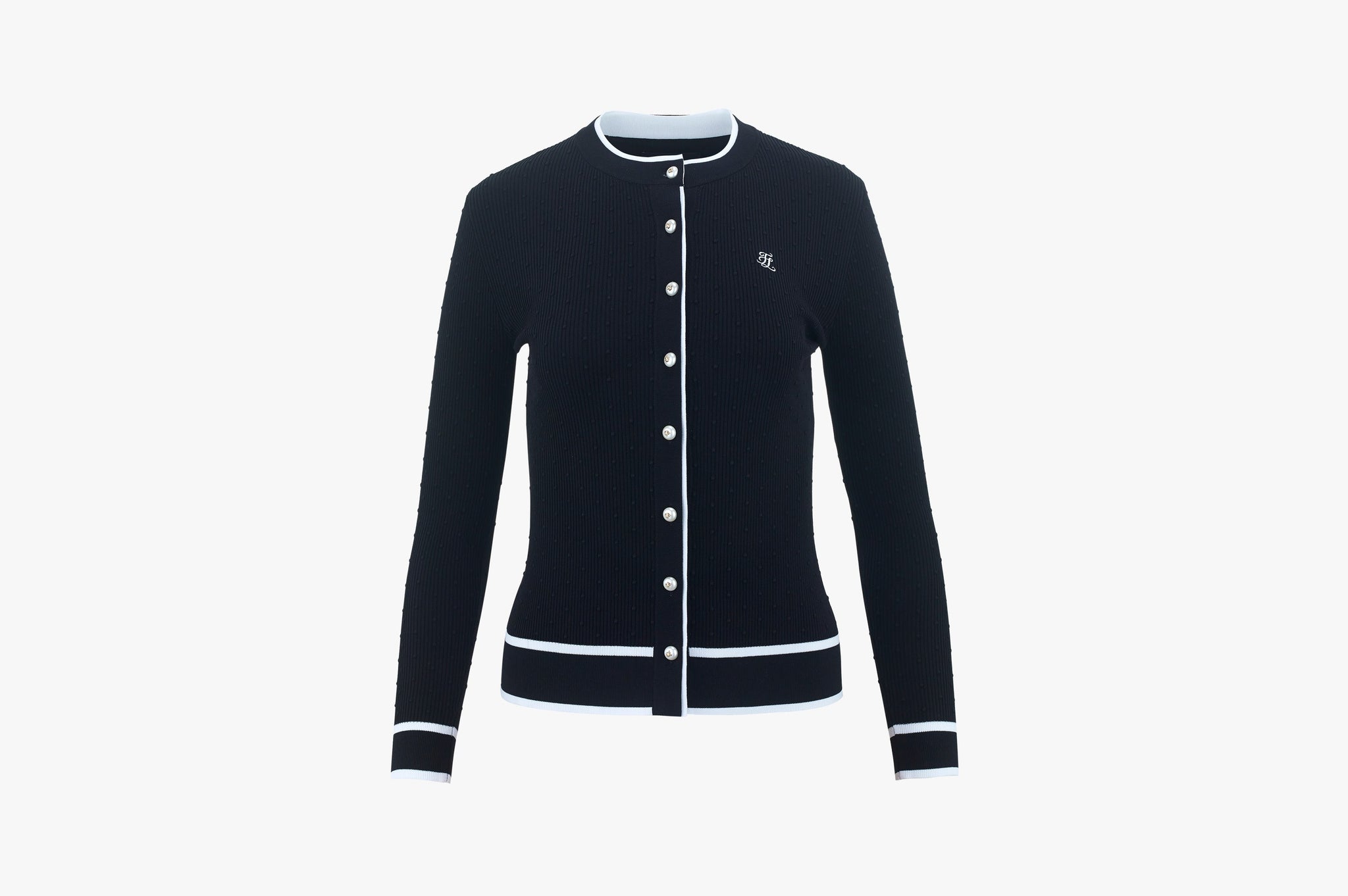 DOT RIBBED CARDIGAN(BLACK)