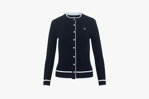 DOT RIBBED CARDIGAN(BLACK)