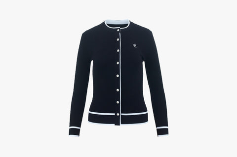 DOT RIBBED CARDIGAN(BLACK)