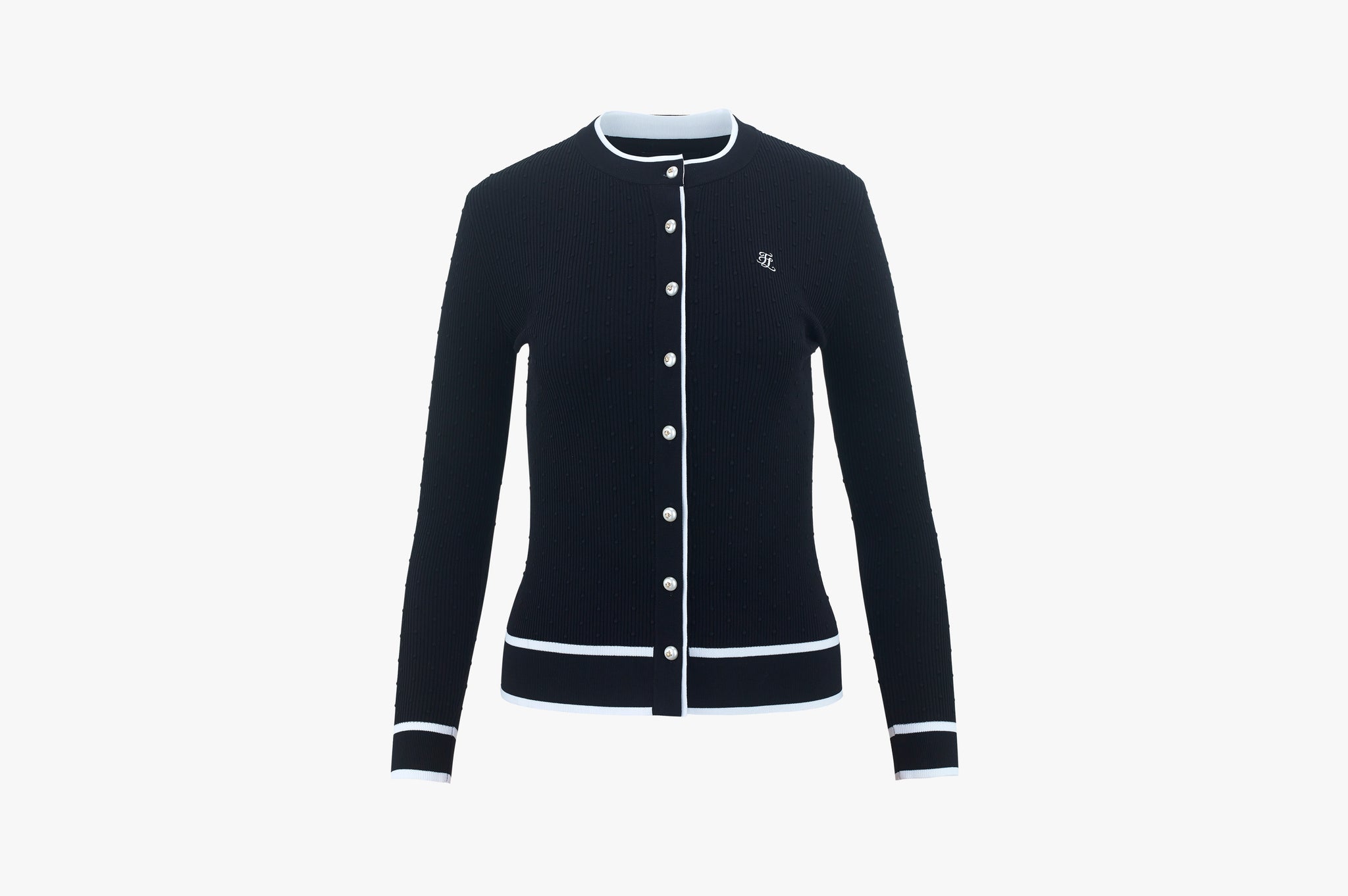 DOT RIBBED CARDIGAN((CERAMIC BLUE)ACK)