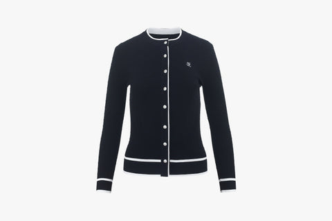 DOT RBBED CARDIGAN(BLACK)