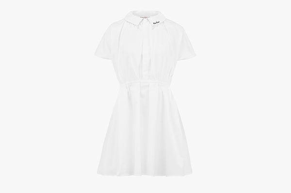 SHIRRING FLARE DRESS (INNER SHORTS SET)(WHITE)
