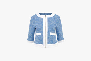STRETCHY TWEED JACKET(CERAMIC BLUE)