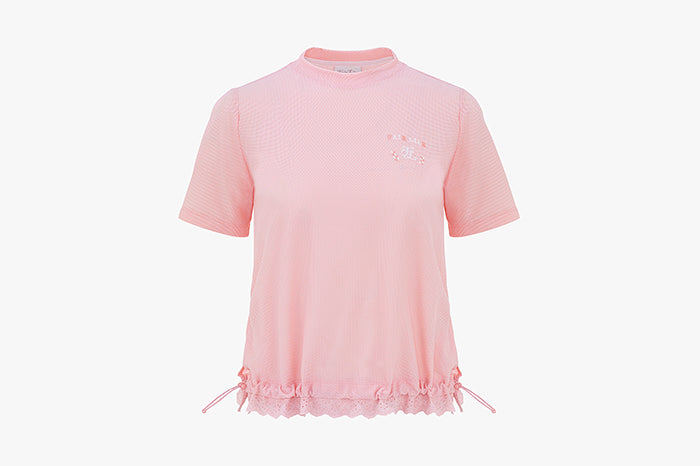 [FL COMFY] HONEYCOMB ROUND T-SHIRT(PINK CORAL)